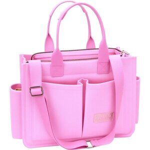 Women's Plus Pink Imported Canvas Laptop Crossbody Work Large Tote Handbags